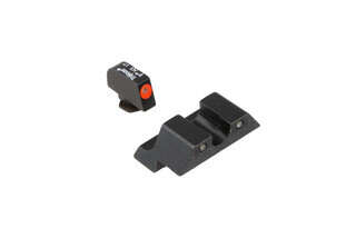 The Trijicon HD XR Tritium Glock Night Sight Set features a green and orange front with a green rear